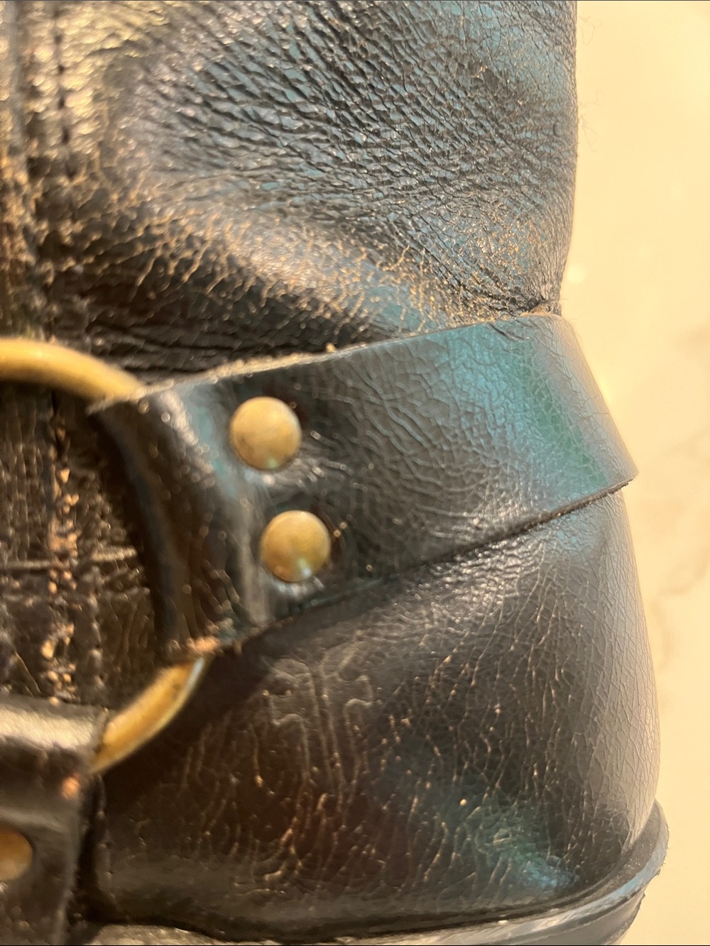 Frye Women’s 12R Black Distressed Vintage Leather Harness Boots Size US 8.5 - Picture 4 of 16